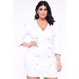 Fashion Nova-Wrapped In Denim Mini Dress-White